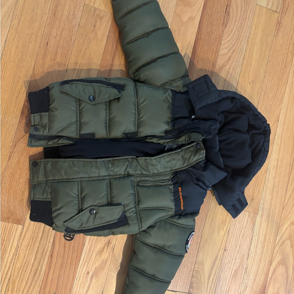 Size 5/6 Green Puffer Jacket with Hood